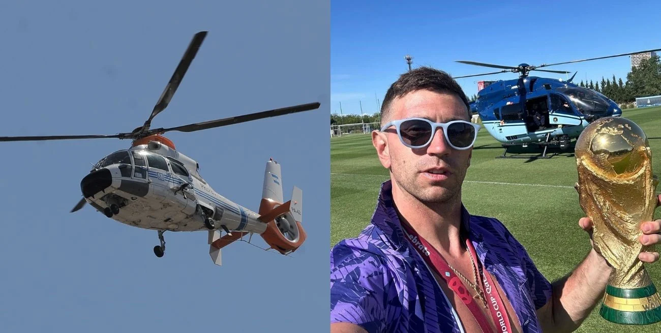 El plantel campeón tuvo que dejar la caravana y sobrevoló la ciudad de Buenos Aires en helicópteros